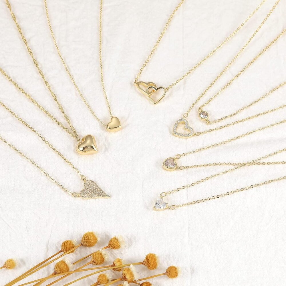 Gold Pendant Necklace for Women, Dainty Diamond Necklaces for Women Simple 14K G - Picture 6 of 6